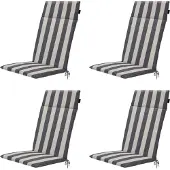 Madison – Amora Hochlehnen-Gartenstuhlkissen – Grau – 120 x 50 x 4 cm – 4er-Set