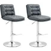 CLP 2er Set Barhocker Damar Kunstleder chrom grau
