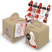 Itenga Adventskalender zum Füllen Würfelboxen braun (V28) + Wichtel Zahlen in Freiform