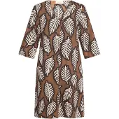 Cartoon Sommerkleid "Sommerkleid mit Muster", Damen, Gr. 40, EURO, bunt (weiß, braun), Obermaterial: 55% Leinen LI. 45% Viskose CV., Kleider Sommerkleid