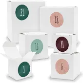 Itenga Adventskalender zum Füllen 24x Quader Würfel gemischt WEISS + Sticker (V01 Z14)