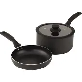Outwell 650599, Topf-Set, Aluminium, 2,5 l, Schwarz, Schwarz, Glas