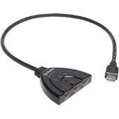 Manhattan 1080p 3-Port HDMI-Switch, 1080p@60Hz, integriertes Kabel, Stromversorgung über USB, schwarz, HDMI, 1.3b, Schwarz, 15 m, 1080p, 2,5 Gbit/s