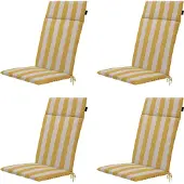 Madison – Amora Hochlehnen-Gartenstuhlkissen – Gelb – 120 x 50 x 4 cm – 4er-Set