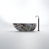 Steinberg Serie 540 Badewanne, freistehend, oval, SOLIDSurface, inklusive Ablaufgarnitur, Ablaufschlauch und Siphon, 540801050