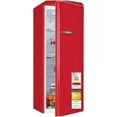 Exquisit Retro Kühlschrank 225 l | Energieklasse C | leise 37 dB | 54,5 cm schmal | großes Gemüsefach | LED-Beleuchtung | RKS325-V-H-160C rot | Rot