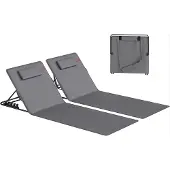 SUGIFT Strandliege klappbar leicht 2er Set, verstellbar mit Kopfkissen, Dunkelgrau