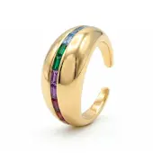 Luxenter Ring mit mehrfarbigen Zirkonia-Steinen, 18 Karat Gelbgold-Finish – Desia