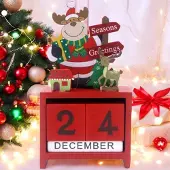 AgFashion Weihnachtskalender aus Holz mit Rentier - rot - Weihnachtsdekoration