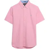 Superdry für Herren. M4011101A Schickes rosa Oxford-Hemd (XXL), Lässig, Baumwolle, Klassisch, Kurzarm, Koralle