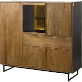 MASSIVMOEBEL24.DE MASSIVMOEBEL24 Highboard Mango / Altholz 160x47x145 schwarz / natur lackiert DAVIS #32