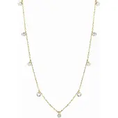Luxenter Sterling Silber 925 Halskette mit glänzenden 18K Gelbgold Zirkonia - Seduction