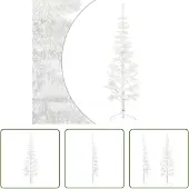 The Living Store Künstlicher Halb-Weihnachtsbaum mit Ständer Schlank Weiß 150 cm