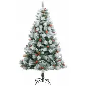 Syfax Künstlicher Weihnachtsbaum Klappbar mit Zapfen & Beeren 210 cm