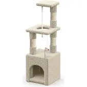 VOUNOT Kratzbaum Klein, Katzenbaum für Katzen, Stabil Katzenkratzbaum, Höhe 88 cm, Beige