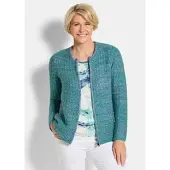 Goldner Strukturjacke mit Rollband in türkis / gemustert | Gr.: 44