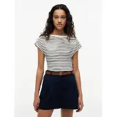 Tommy Hilfiger Gold-tone Button Boat Neck T-shirt Breton Calico/dark Night Größe: M | Hemden Outlet | Damen | Schwarz