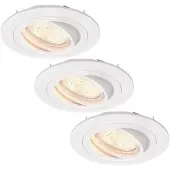 LEDVION LED Einbaustrahler 3er Set Rund Weiss 3W dimmbar Warmweiss