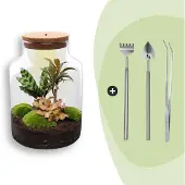Urbanjngl Flaschengarten "Milky" – 30 cm – inkl. Harke, Schaufel & Pinzette