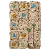 Ib Laursen Häkelplaid Blumenwiese aus Baumwolle in natur | Gr.: onesize