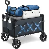 Famanu Faltbare Bollerwagen 70 l, 80 kg, mit verstellbarem Griff und Bremse