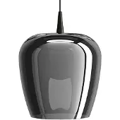 Zafferano Bilia Pendelleuchte, 230 V LED, 8 W, 2700 K, 645 lm, mundgeblasenes Borosilikatglas in Schwarz und Silber, Glockenform, 333 cm hoch