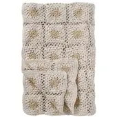 Ib Laursen Plaid gehäkelt aus Baumwolle in creme | Gr.: onesize