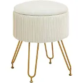 HOMCOM Sitzhocker 2-in-1 Polsterbank Polyester Stahl Cremeweiß 40 x 48H cm