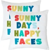 Homescapes OUTDOOR-KISSEN 2er-Set 45/45 cm – Sunny Days, Happy Faces