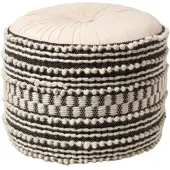 Homescapes POUF Priya schwarz-weiß im Boho-Stil, 40/40/50 cm