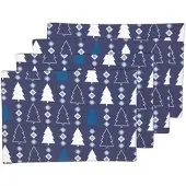 Homescapes TISCHSET Winterland 4er-Set, blaue Platzsets Weihnachten 30/45 cm