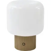 LUCANDE LED Tischlampe Katrin Palme , dimmbar, creme / amber, für Wohn- / Esszimmer, Glas, Modern, LED Tischlampe