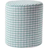 Homescapes SITZPOUF Vichy-Karo blau, Hocker rund 40/40/42 cm