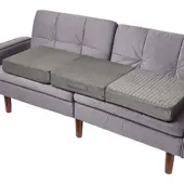 Homescapes SOFA-AUFLAGE grau 100/50/10 cm – Velours-Sitzkissen orthopädisch
