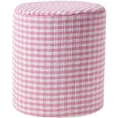Homescapes SITZPOUF Vichy-Karo rosa, Hocker rund 40/40/42 cm