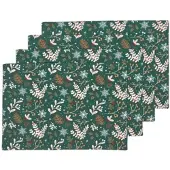 Homescapes TISCHSET Weihnachtswald 4er-Set, grüne Platzsets Weihnachten 30/45 cm