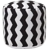 Homescapes HOCKER schwarz-weiß, Zickzack-Hocker rund 40/40/45 cm