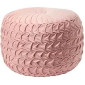 Homescapes SAMT-POUF Grace rosa, plissiert in Flechtoptik, 50/50/35 cm