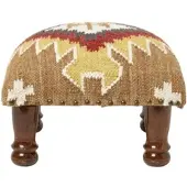 Homescapes KELIM-HOCKER Jaipur mit Holzbeinen, Ethno-Muster, 40/40/25 cm