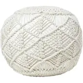 Homescapes POUF creme im Makramee-Stil, 50/50/40 cm