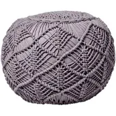 Homescapes POUF grau im Makramee-Stil, 50/50/40 cm