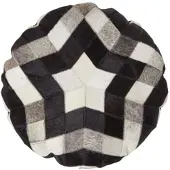 Homescapes PATCHWORK-KISSEN Fell & Leder rund 40 cm – Stern