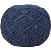 Homescapes POUF dunkelblau im Makramee-Stil, 40/40/35 cm