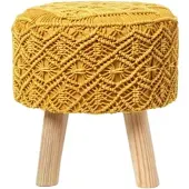 Homescapes MAKRAMEE-HOCKER Willow gelb, 41/41/43 cm
