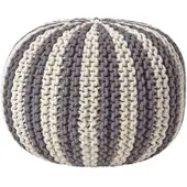 Homescapes STRICKPOUF rund, grau-creme gestreift, 50/50/40 cm