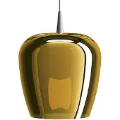 Zafferano Bilia LED-Pendelleuchte aus Borosilikatglas, mundgeblasen, Antikgold-Finish, Glockenform, 27 cm Durchmesser, 8W, 230V, CRI 90, Design