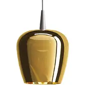 Zafferano Bilia Pendelleuchte, 230 V LED, 8 W, aus mundgeblasenem Borosilikatglas mit Antikgold-Finish, Glockenform, Durchmesser 18 cm, Höhe 324 cm