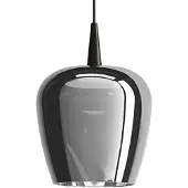 Zafferano Bilia Pendelleuchte, 230 V LED, 8 W, mundgeblasenes Borosilikatglas, Schwarz und Silber, Durchmesser 18 cm, Höhe 324 cm, 3000 K