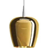 Zafferano Bilia 230V Nude Pendelleuchte aus mundgeblasenem Borosilikatglas, Ausführung in Weiß und Antikgold, LED 8W 2700K, Durchmesser 18 cm