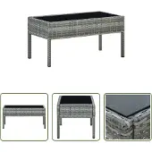 The Living Store Gartentisch Grau 75x40x37 cm Poly Rattan